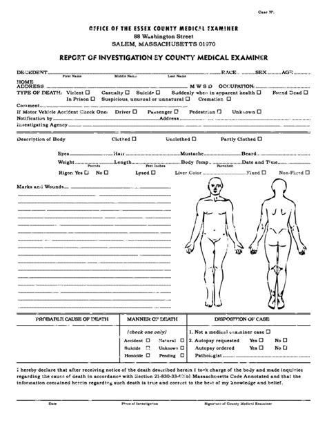 coroner's report template uk